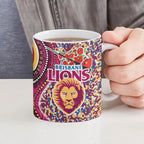 Brisbane Lions ANZAC Day Ceramic Mug Indigenous Poppy Remembrance Lion Warrior