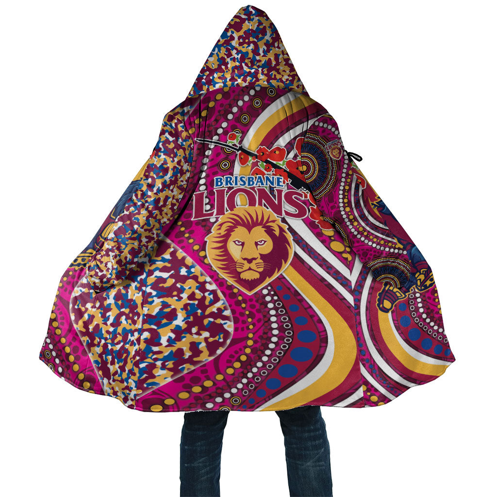 Brisbane Lions ANZAC Day Cloak Indigenous Poppy Remembrance Lion Warrior