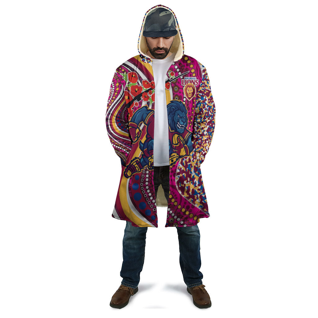Brisbane Lions ANZAC Day Cloak Indigenous Poppy Remembrance Lion Warrior
