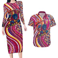 Brisbane Lions ANZAC Day Couples Matching Long Sleeve Bodycon Dress and Hawaiian Shirt Indigenous Poppy Remembrance Lion Warrior