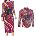 Brisbane Lions ANZAC Day Couples Matching Long Sleeve Bodycon Dress and Long Sleeve Button Shirt Indigenous Poppy Remembrance Lion Warrior