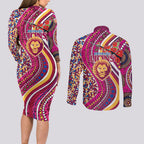 Brisbane Lions ANZAC Day Couples Matching Long Sleeve Bodycon Dress and Long Sleeve Button Shirt Indigenous Poppy Remembrance Lion Warrior