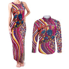 Brisbane Lions ANZAC Day Couples Matching Tank Maxi Dress and Long Sleeve Button Shirt Indigenous Poppy Remembrance Lion Warrior