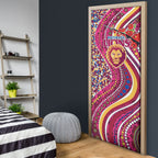 Brisbane Lions ANZAC Day Door Cover Indigenous Poppy Remembrance Lion Warrior