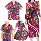 Brisbane Lions ANZAC Day Family Matching Long Sleeve Bodycon Dress and Hawaiian Shirt Indigenous Poppy Remembrance Lion Warrior