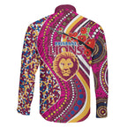 Brisbane Lions ANZAC Day Family Matching Long Sleeve Bodycon Dress and Hawaiian Shirt Indigenous Poppy Remembrance Lion Warrior