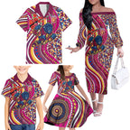 Brisbane Lions ANZAC Day Family Matching Off The Shoulder Long Sleeve Dress and Hawaiian Shirt Indigenous Poppy Remembrance Lion Warrior