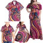 Brisbane Lions ANZAC Day Family Matching Off Shoulder Maxi Dress and Hawaiian Shirt Indigenous Poppy Remembrance Lion Warrior