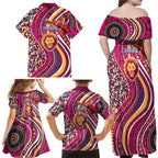 Brisbane Lions ANZAC Day Family Matching Off Shoulder Maxi Dress and Hawaiian Shirt Indigenous Poppy Remembrance Lion Warrior