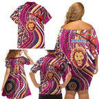 Brisbane Lions ANZAC Day Family Matching Off Shoulder Short Dress and Hawaiian Shirt Indigenous Poppy Remembrance Lion Warrior