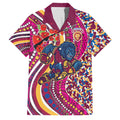 Brisbane Lions ANZAC Day Family Matching Off Shoulder Short Dress and Hawaiian Shirt Indigenous Poppy Remembrance Lion Warrior