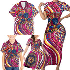 Brisbane Lions ANZAC Day Family Matching Short Sleeve Bodycon Dress and Hawaiian Shirt Indigenous Poppy Remembrance Lion Warrior