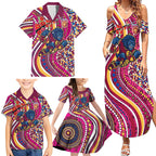 Brisbane Lions ANZAC Day Family Matching Summer Maxi Dress and Hawaiian Shirt Indigenous Poppy Remembrance Lion Warrior