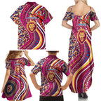 Brisbane Lions ANZAC Day Family Matching Summer Maxi Dress and Hawaiian Shirt Indigenous Poppy Remembrance Lion Warrior