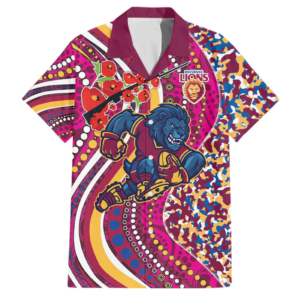Brisbane Lions ANZAC Day Family Matching Tank Maxi Dress and Hawaiian Shirt Indigenous Poppy Remembrance Lion Warrior
