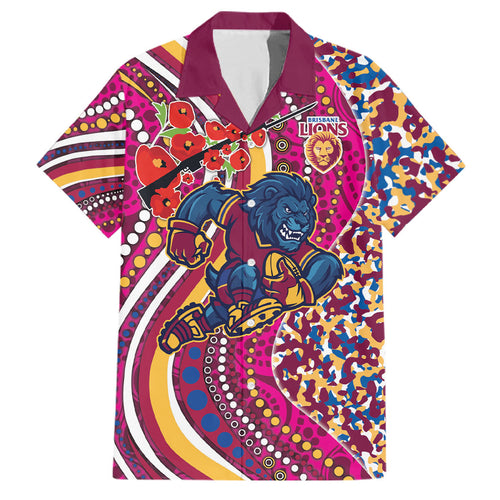 Brisbane Lions ANZAC Day Family Matching Tank Maxi Dress and Hawaiian Shirt Indigenous Poppy Remembrance Lion Warrior