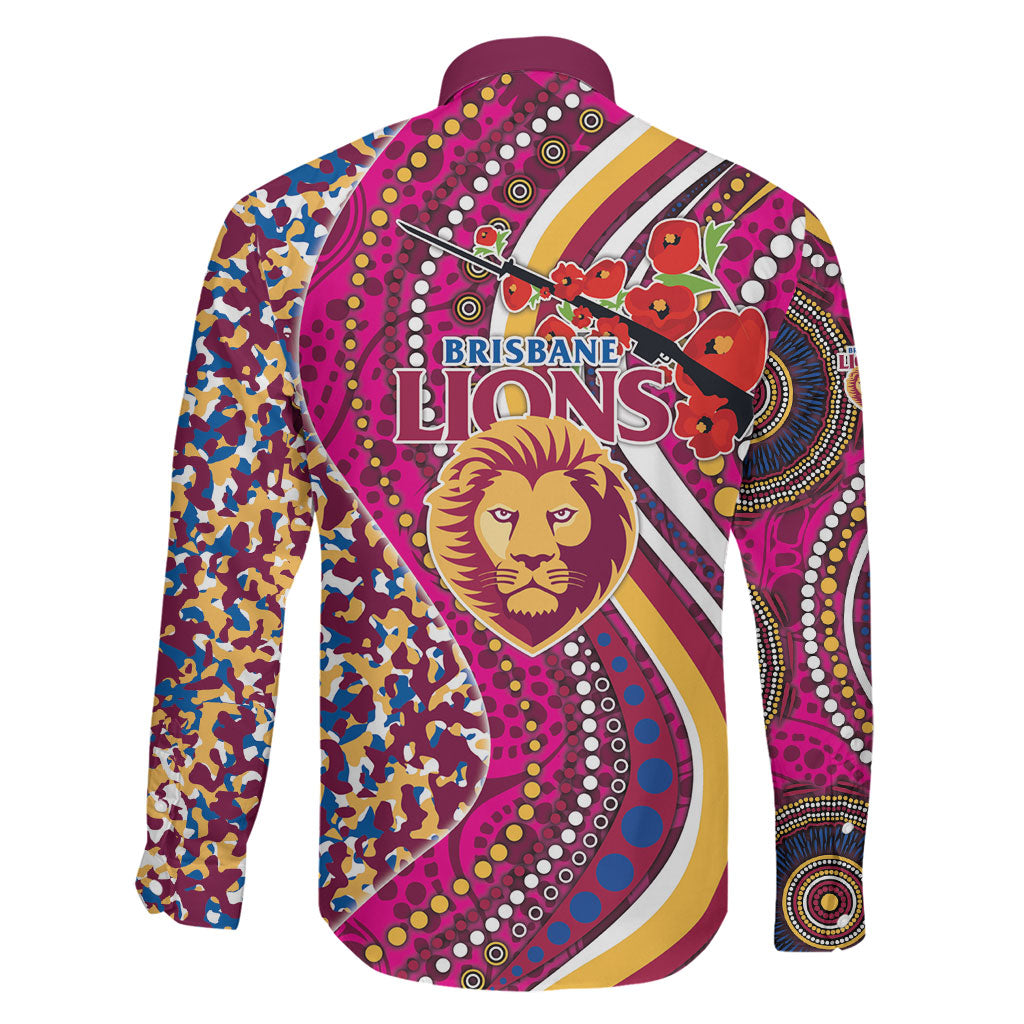 Brisbane Lions ANZAC Day Family Matching Tank Maxi Dress and Hawaiian Shirt Indigenous Poppy Remembrance Lion Warrior