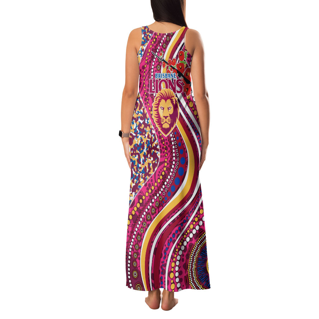 Brisbane Lions ANZAC Day Family Matching Tank Maxi Dress and Hawaiian Shirt Indigenous Poppy Remembrance Lion Warrior