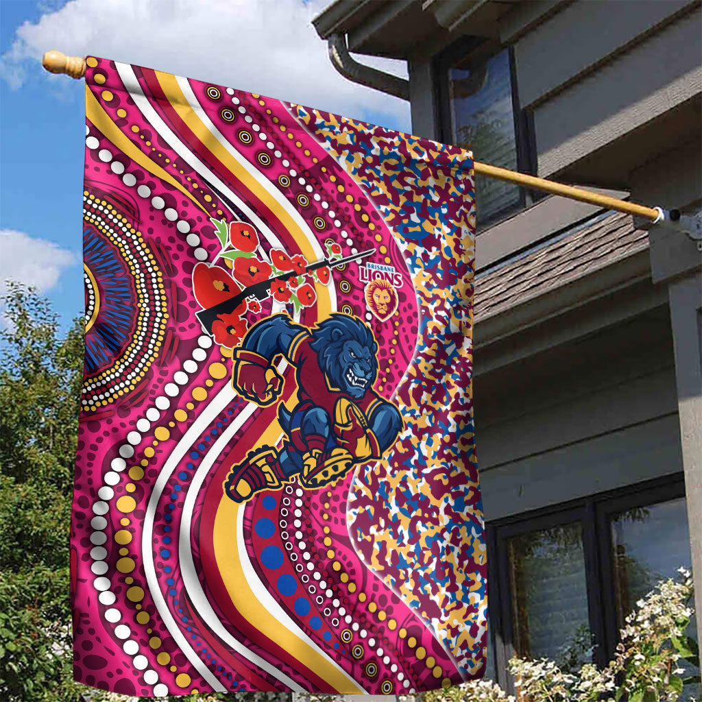 Brisbane Lions ANZAC Day Garden Flag Indigenous Poppy Remembrance Lion Warrior