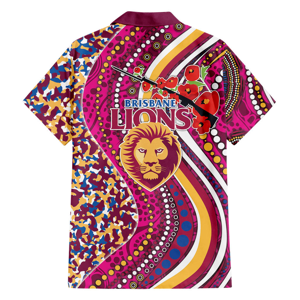 Brisbane Lions ANZAC Day Hawaiian Shirt Indigenous Poppy Remembrance Lion Warrior
