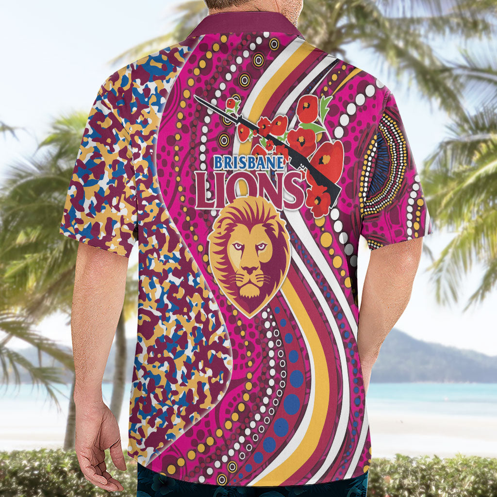 Brisbane Lions ANZAC Day Hawaiian Shirt Indigenous Poppy Remembrance Lion Warrior