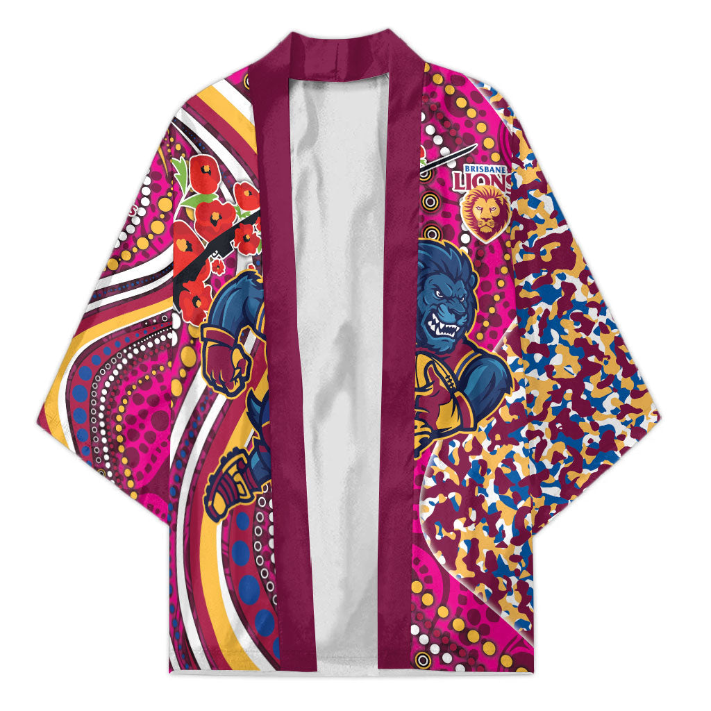 Brisbane Lions ANZAC Day Kimono Indigenous Poppy Remembrance Lion Warrior