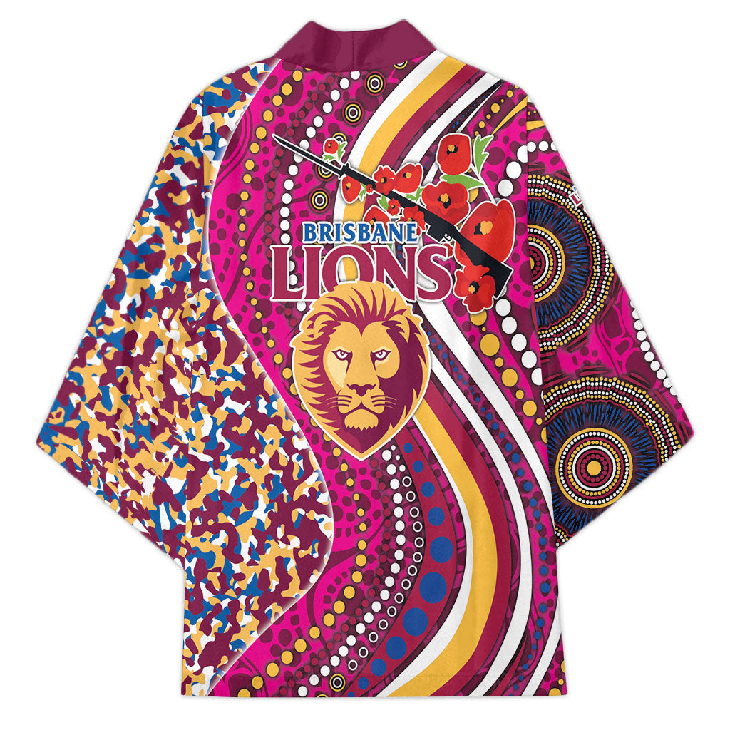 Brisbane Lions ANZAC Day Kimono Indigenous Poppy Remembrance Lion Warrior