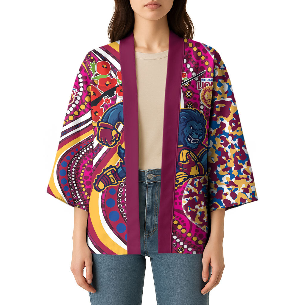 Brisbane Lions ANZAC Day Kimono Indigenous Poppy Remembrance Lion Warrior