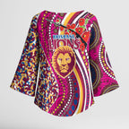 Brisbane Lions ANZAC Day Kimono Sleeve Blouse Indigenous Poppy Remembrance Lion Warrior