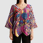 Brisbane Lions ANZAC Day Kimono Sleeve Blouse Indigenous Poppy Remembrance Lion Warrior