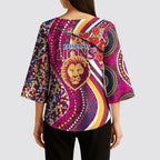 Brisbane Lions ANZAC Day Kimono Sleeve Blouse Indigenous Poppy Remembrance Lion Warrior