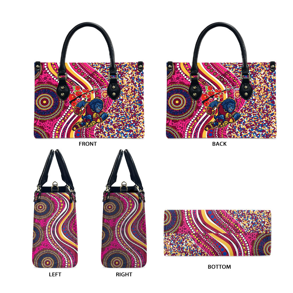 Brisbane Lions ANZAC Day Leather Bag Indigenous Poppy Remembrance Lion Warrior