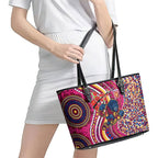 Brisbane Lions ANZAC Day Leather Tote Bag Indigenous Poppy Remembrance Lion Warrior