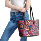 Brisbane Lions ANZAC Day Leather Tote Bag Indigenous Poppy Remembrance Lion Warrior