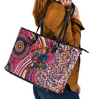 Brisbane Lions ANZAC Day Leather Tote Bag Indigenous Poppy Remembrance Lion Warrior