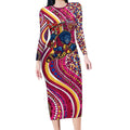 Brisbane Lions ANZAC Day Long Sleeve Bodycon Dress Indigenous Poppy Remembrance Lion Warrior
