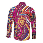 Brisbane Lions ANZAC Day Long Sleeve Button Shirt Indigenous Poppy Remembrance Lion Warrior