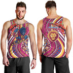 Brisbane Lions ANZAC Day Men Tank Top Indigenous Poppy Remembrance Lion Warrior