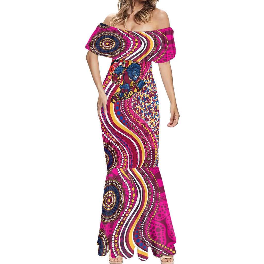 Brisbane Lions ANZAC Day Mermaid Dress Indigenous Poppy Remembrance Lion Warrior