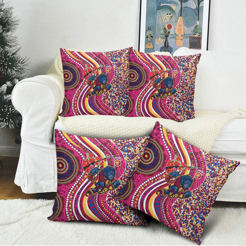 Brisbane Lions ANZAC Day Pillow Cover Indigenous Poppy Remembrance Lion Warrior