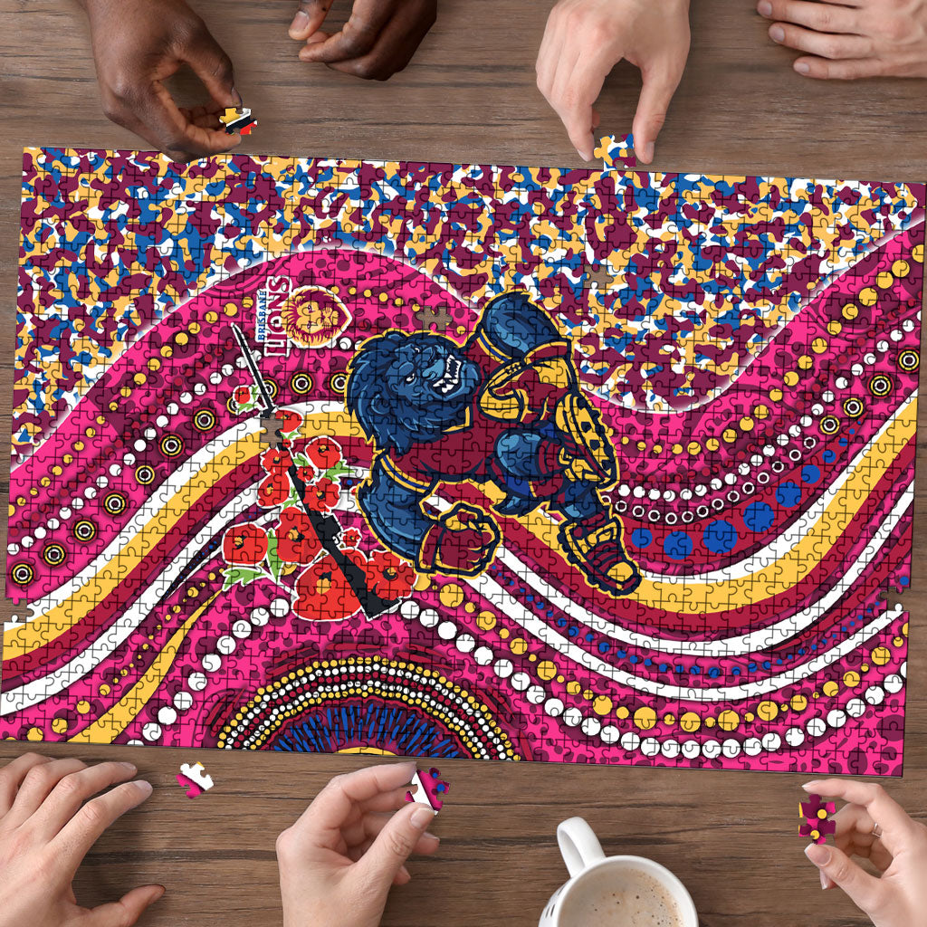 Brisbane Lions ANZAC Day Puzzle Indigenous Poppy Remembrance Lion Warrior