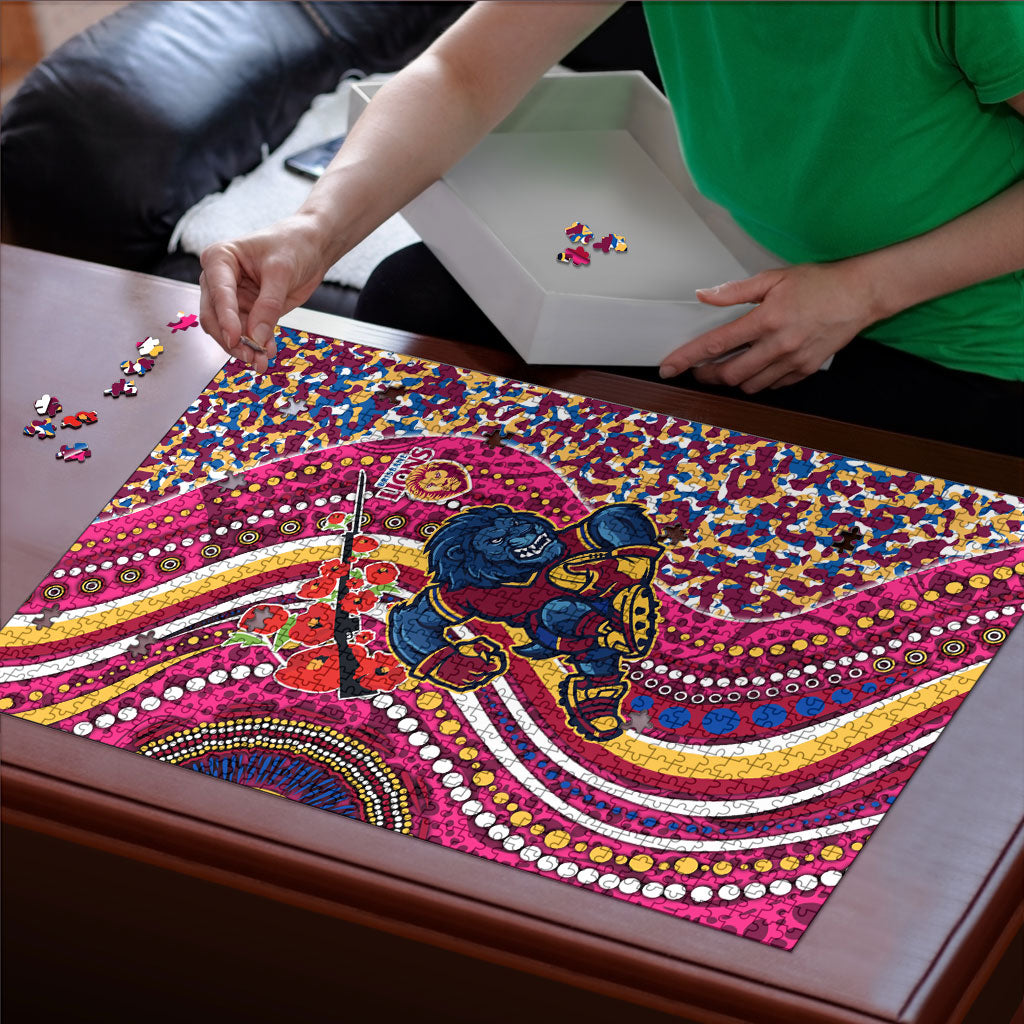 Brisbane Lions ANZAC Day Puzzle Indigenous Poppy Remembrance Lion Warrior