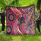 Brisbane Lions ANZAC Day Quilt Indigenous Poppy Remembrance Lion Warrior