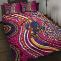 Brisbane Lions ANZAC Day Quilt Bed Set Indigenous Poppy Remembrance Lion Warrior