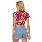 Brisbane Lions ANZAC Day Raglan Cropped T Shirt Indigenous Poppy Remembrance Lion Warrior