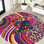Brisbane Lions ANZAC Day Round Carpet Indigenous Poppy Remembrance Lion Warrior