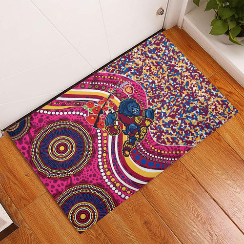 Brisbane Lions ANZAC Day Rubber Doormat Indigenous Poppy Remembrance Lion Warrior