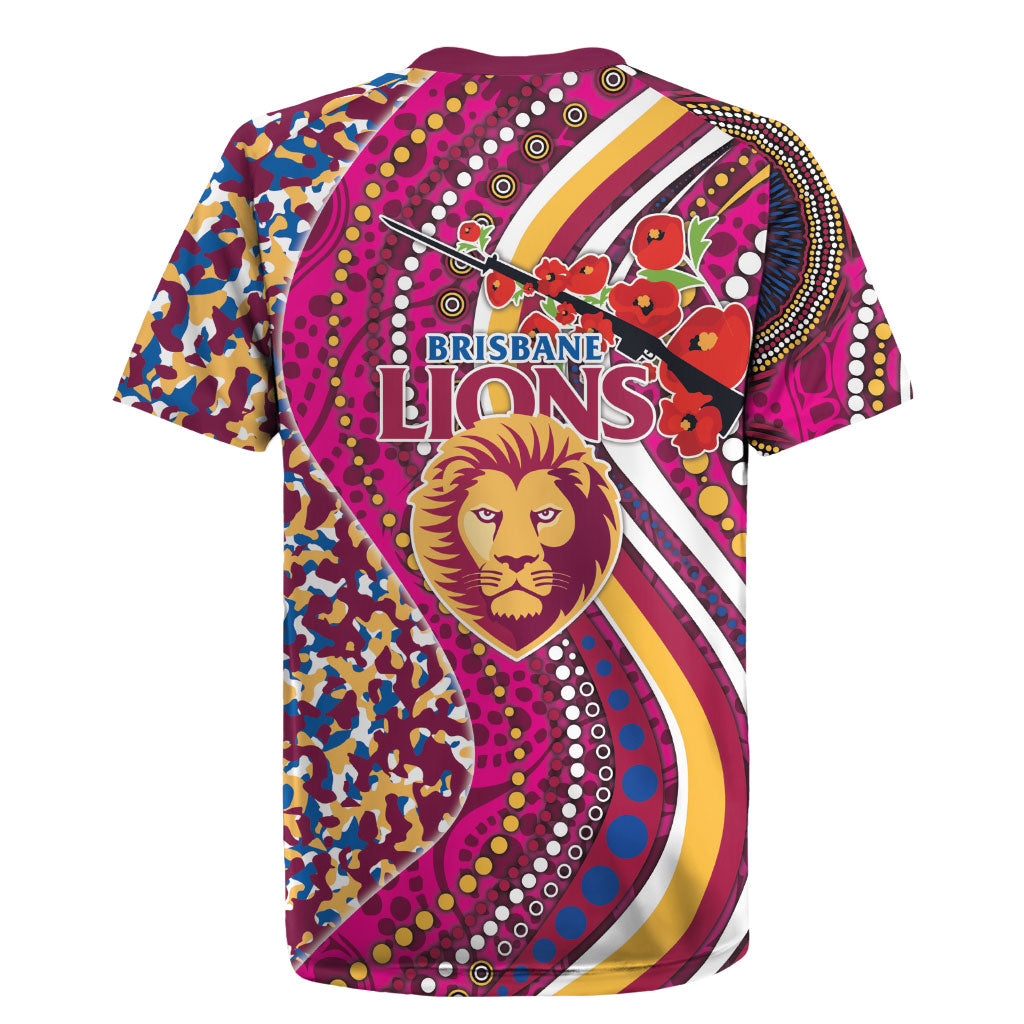 Brisbane Lions ANZAC Day Rugby Jersey Indigenous Poppy Remembrance Lion Warrior