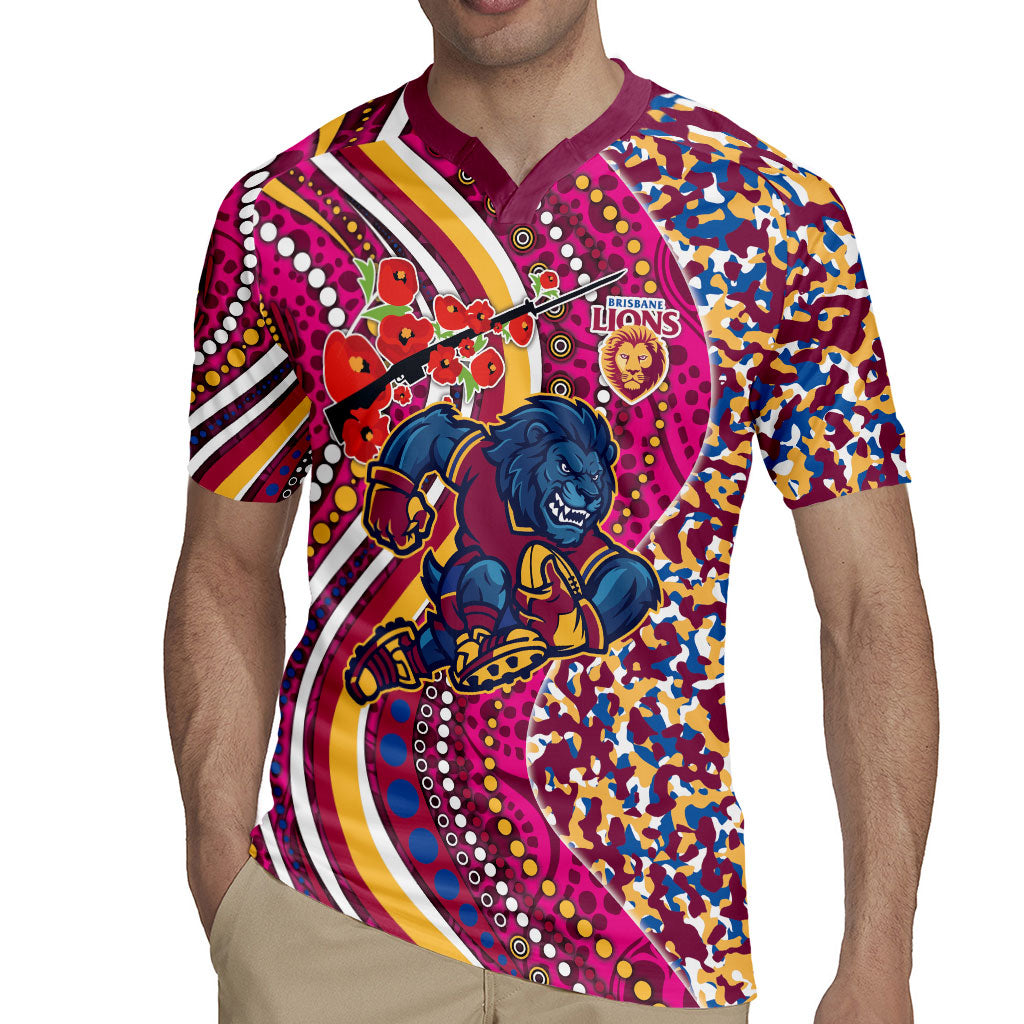 Brisbane Lions ANZAC Day Rugby Jersey Indigenous Poppy Remembrance Lion Warrior