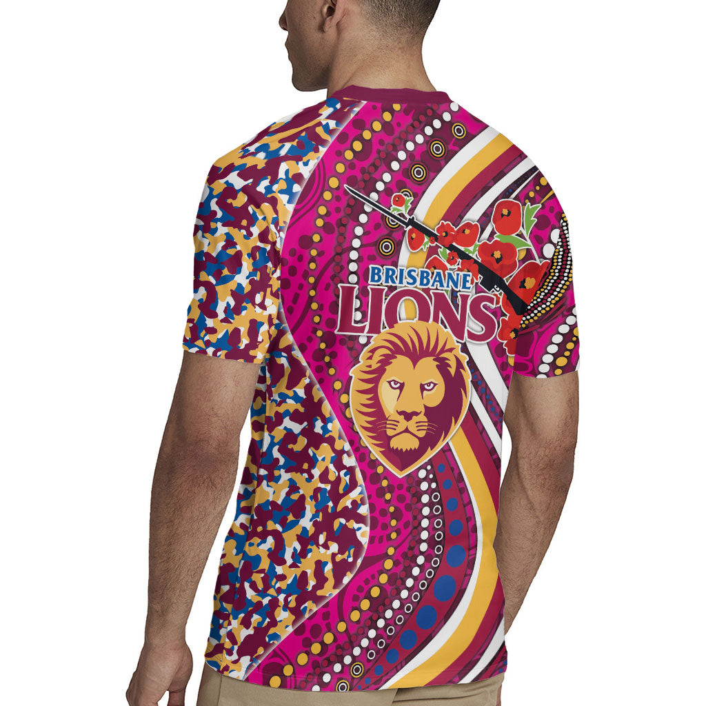 Brisbane Lions ANZAC Day Rugby Jersey Indigenous Poppy Remembrance Lion Warrior